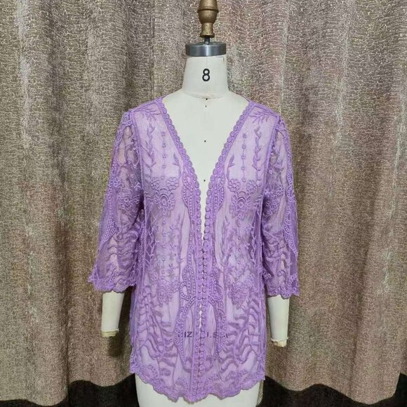 SUNDANCE: NWOT Lavendar Lace Cardigan - Picture 4 of 5